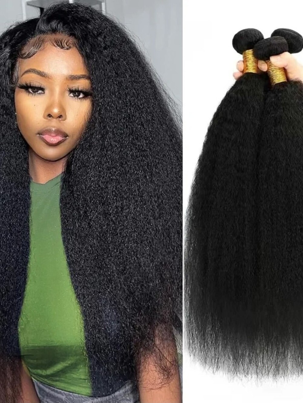 16 18 20 Full And Thick Kinky Straight 12A Grade 100% Human Hair Bundles